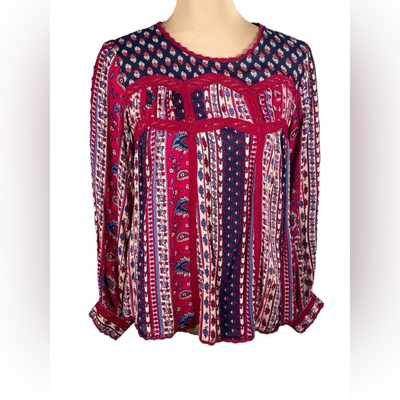 Anthropologie Maeve Gretchen Patchwork Blouse Size 2 - Picture 3 of 10